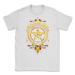 Witching-Hour Pentagram Symbol Halloween Gift Unisex T-Shirt - White