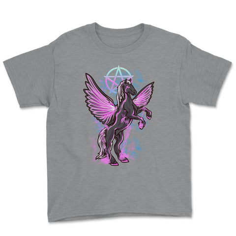 Kawaii Pastel Goth Horse Gothic Pegasus Mystic design Youth Tee - Grey Heather