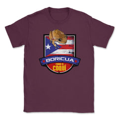 Boricua como el Coquí & Puerto Rico Flag T-Shirt  Unisex T-Shirt - Maroon