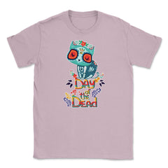 Sugar Skull Cat Day of the Dead Dia de los Muertos Unisex T-Shirt - Light Pink