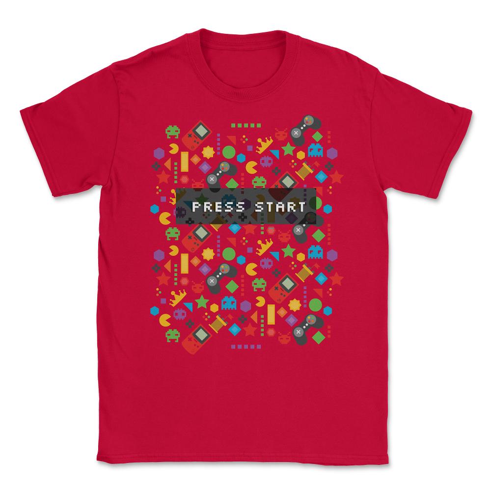 Press Start Video Gamer Funny Humor T-Shirt Tee Shirt Gift Unisex - Red