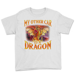 My Other Car is a Dragon Hilarious Art For Fantasy Fans print Youth - White
