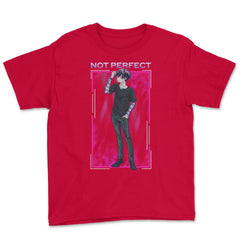 Bad Anime Boy Not Perfect Vaporwave Style Streetwear design Youth Tee - Red