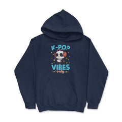 K-POP Vibes Only Funny Panda with Headphones graphic Hoodie - Navy