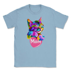 Cat Mom Heart Unisex T-Shirt - Light Blue