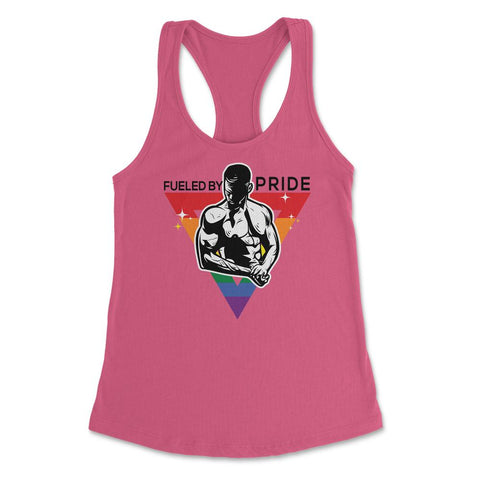 Fueled by Pride Gay Pride Guy in Rainbow Triangle2 Gift design - Hot Pink