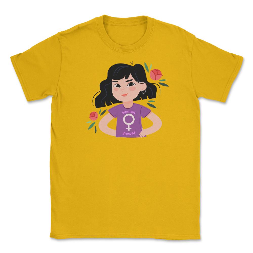Women Power Girls T-Shirt Feminism Shirt Top Tee Gift Unisex T-Shirt - Gold