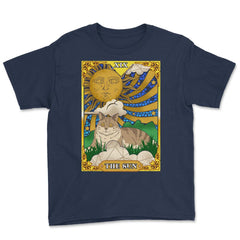 The Sun Cat Arcana Tarot Card Mystical Wiccan design Youth Tee - Navy