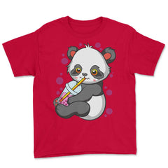 Boba Tea Bubble Tea Cute Kawaii Panda Gift design Youth Tee - Red