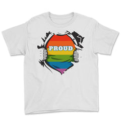 Rainbow Pride Flag Hero Gay design Youth Tee - White