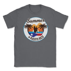 Summer in Puerto Rico Surfer Puerto Rican Flag T-Shirt Tee Unisex - Smoke Grey