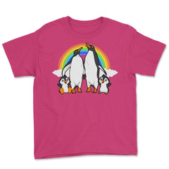 Rainbow Gay Penguin Family Cute Pride Gift graphic Youth Tee - Heliconia