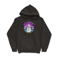 Chillin’ Snowman Meditating Funny Xmas Novelty Gift design Hoodie - Black