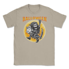 Death Reaper on a Toy Unicorn Funny Halloween Unisex T-Shirt - Cream