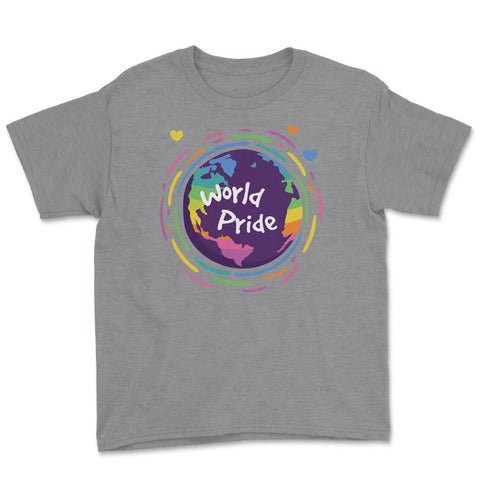 World Pride t-shirt Gay Pride Month Shirt Tee Gift Youth Tee - Grey Heather