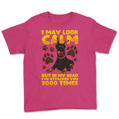 I May Look Calm But In My Head Doberman Pinscher Dog print Youth Tee - Heliconia