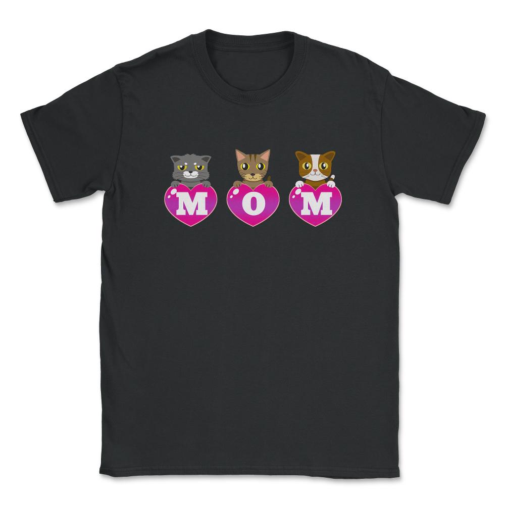 Mom Cat lover hearts Unisex T-Shirt - Black