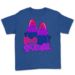 Boo Sexual Bisexual Ghost Pair Pun for Halloween print Youth Tee - Royal Blue