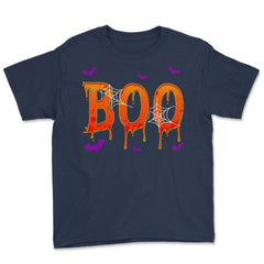 Boo Bees Halloween Ghost Bees Characters Funny Youth Tee - Navy