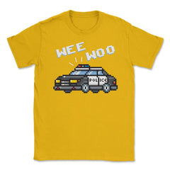 Wee Woo Police Car Pixelate Style Art design Unisex T-Shirt - Gold