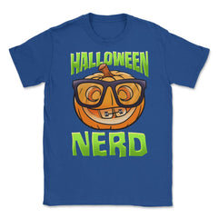 Halloween Nerd Funny Jack O-Lantern with Eyeglasse Unisex T-Shirt - Royal Blue