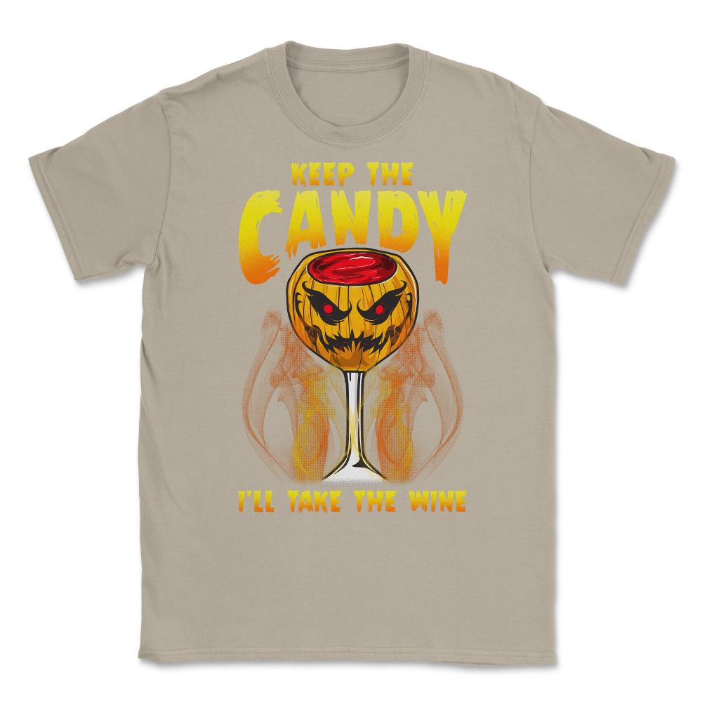 Halloween Wine Glass Spooky Jack o Lantern Unisex T-Shirt - Cream