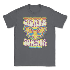 Cicada Summer Retro Vintage Art Meme design Unisex T-Shirt - Smoke Grey