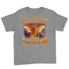 My Other Car is a Dragon Hilarious Art For Fantasy Fans print Youth - Grey Heather