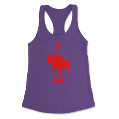Ox and symbol Grunge Style Design Gift design Women's Racerback Tank - Purple