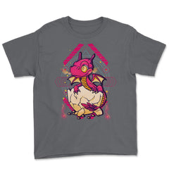 Hatched Baby Dragon Mythical Creature For Fantasy Fans print Youth Tee - Smoke Grey