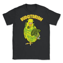 Hilarious Budgie Bird Eating Broccoli Budgerigar Meme graphic Unisex - Black