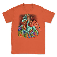 Knitting Dragon with Yarn Balls Fantasy Art graphic Unisex T-Shirt - Orange