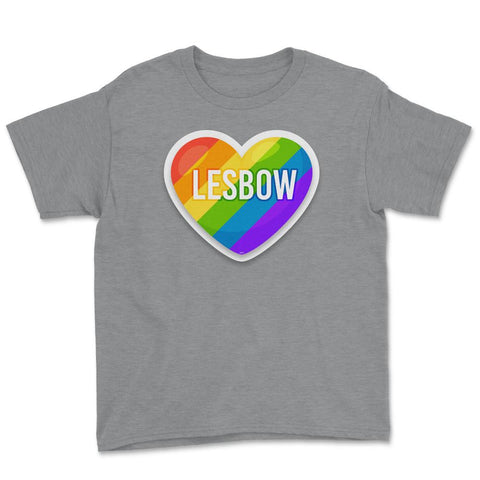 Lesbow Rainbow Heart Gay Pride product design Tee Gift Youth Tee - Grey Heather