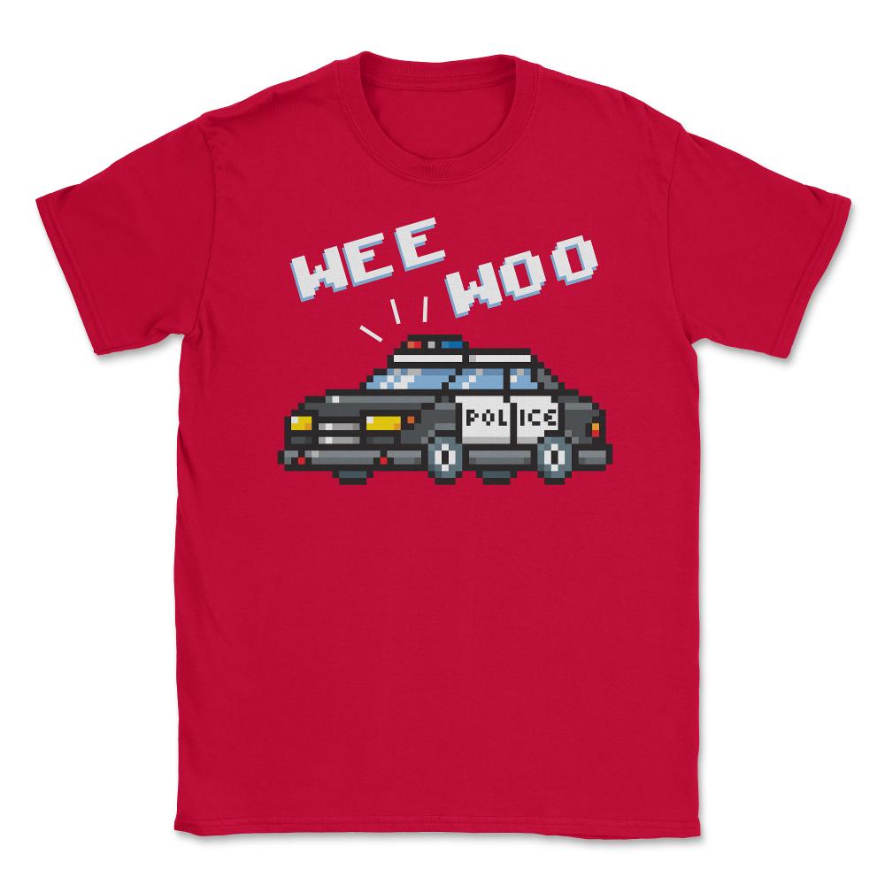 Wee Woo Police Car Pixelate Style Art design Unisex T-Shirt - Red