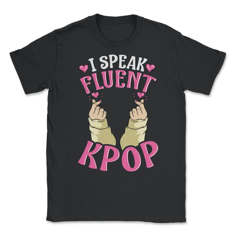 I speak Fluent K-Pop Korean Love Sign Fingers for Music Fans print - Black