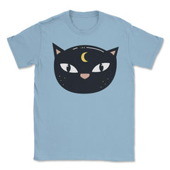Mysterious Halloween Cat Face Costume Shirt Gifts Unisex T-Shirt - Light Blue