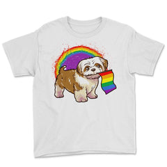 Funny Shih Tzu Dog Rainbow Pride design Youth Tee - White
