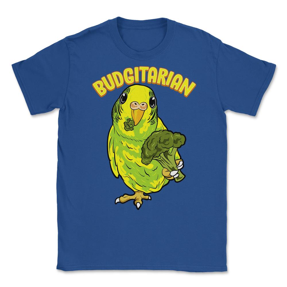 Hilarious Budgie Bird Eating Broccoli Budgerigar Meme graphic Unisex - Royal Blue