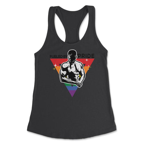 Fueled by Pride Gay Pride Guy in Rainbow Triangle2 Gift design - Black