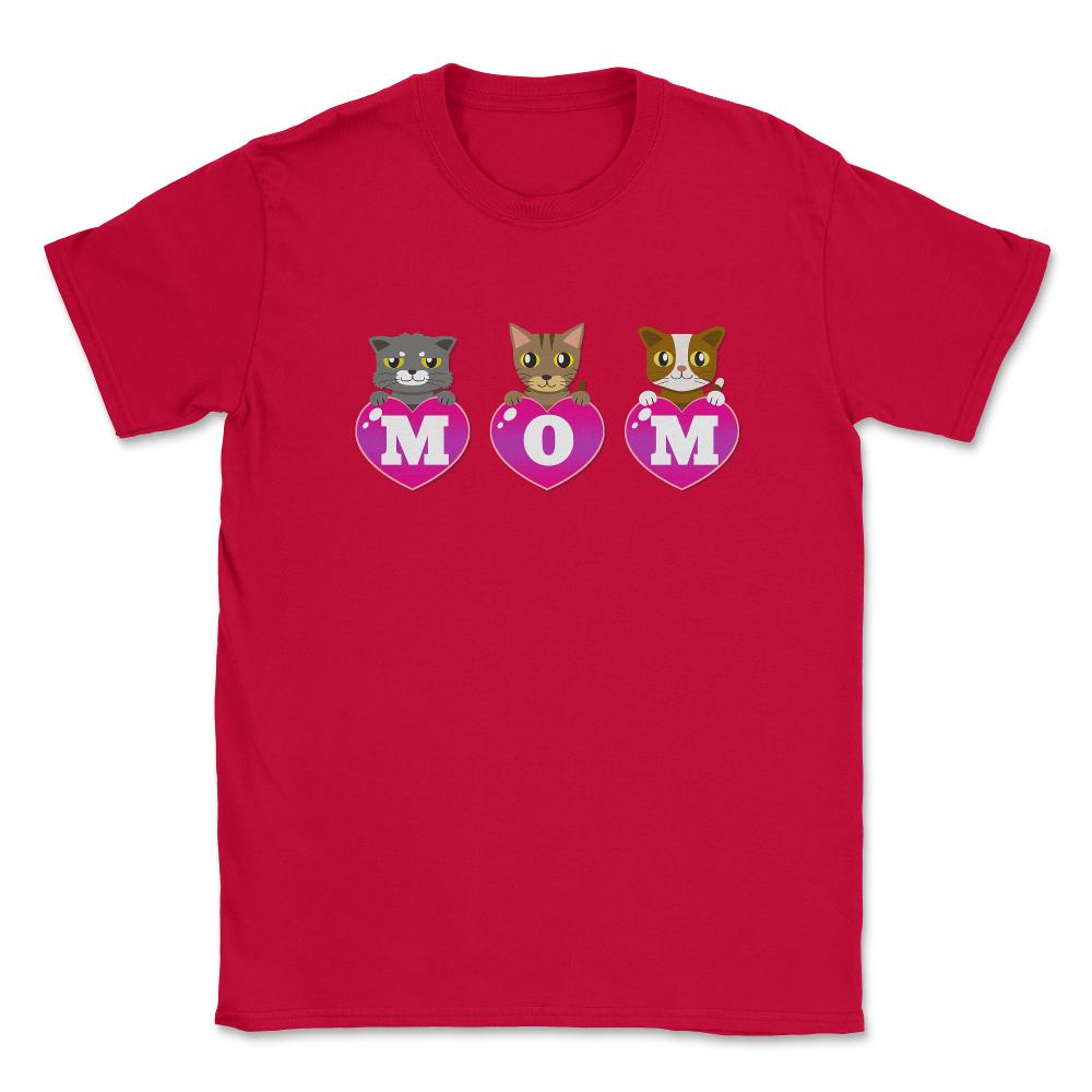 Mom Cat lover hearts Unisex T-Shirt - Red