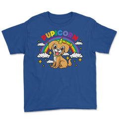 Gay Pride Rainbow Pupicorn Funny Puppy Unicorn Gift graphic Youth Tee - Royal Blue