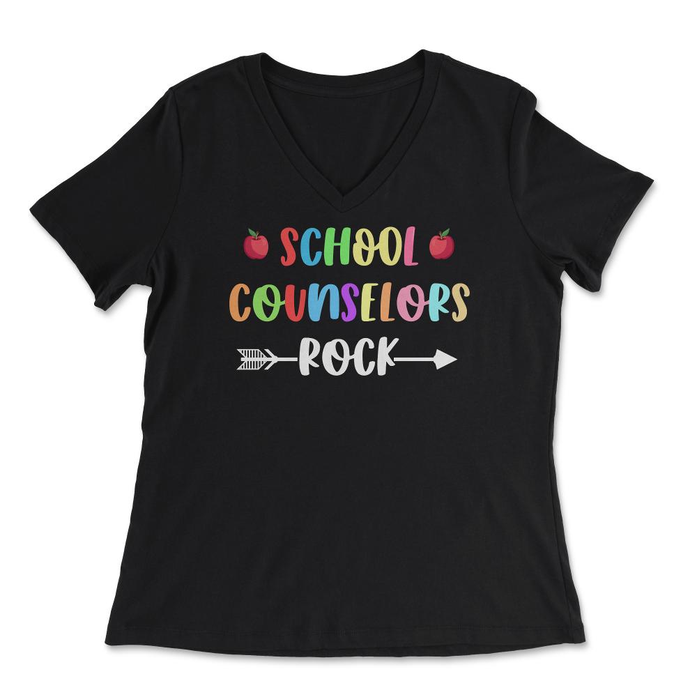 Funny School Counselors Rock Trendy Counselor Appreciation product - Women's V-Neck Tee - Black