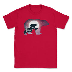 Papa Bear Moonlight T-Shirt Father's Day Tee Gift Unisex T-Shirt - Red