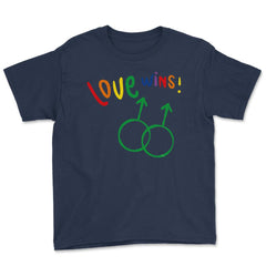 Love wins! Men t-shirt Gay Pride Month Shirt Tee Gift Youth Tee - Navy