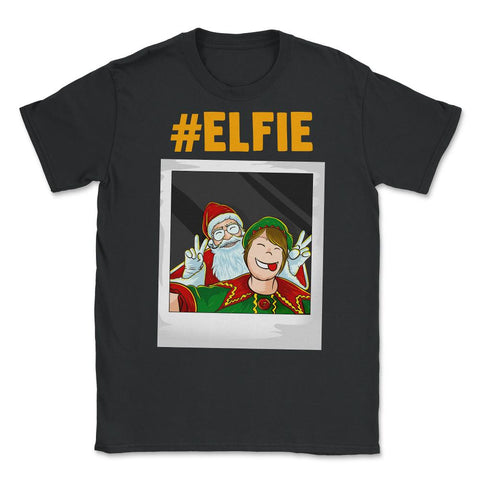 Let me take an #elfie selfie Christmas Funny Unisex T-Shirt - Black