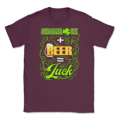 Shamrock Beer Patricks Day Celebration Unisex T-Shirt - Maroon