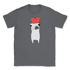 Dog with Heart Happy Valentine Funny Gift print Unisex T-Shirt - Smoke Grey