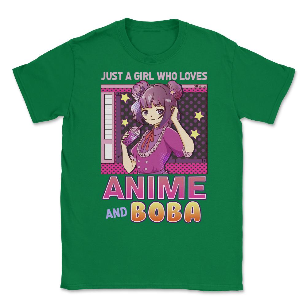 Just A Girl Who Loves Anime And Boba Gift Bubble Tea Gift graphic - Green