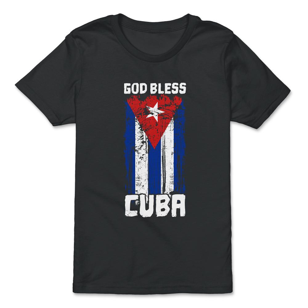 God Bless Cuba Retro Vintage Grunge Cuban Flag print - Premium Youth Tee - Black