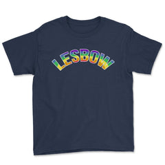 Lesbow Rainbow Word Arc Gay Pride t-shirt Shirt Tee Gift Youth Tee - Navy
